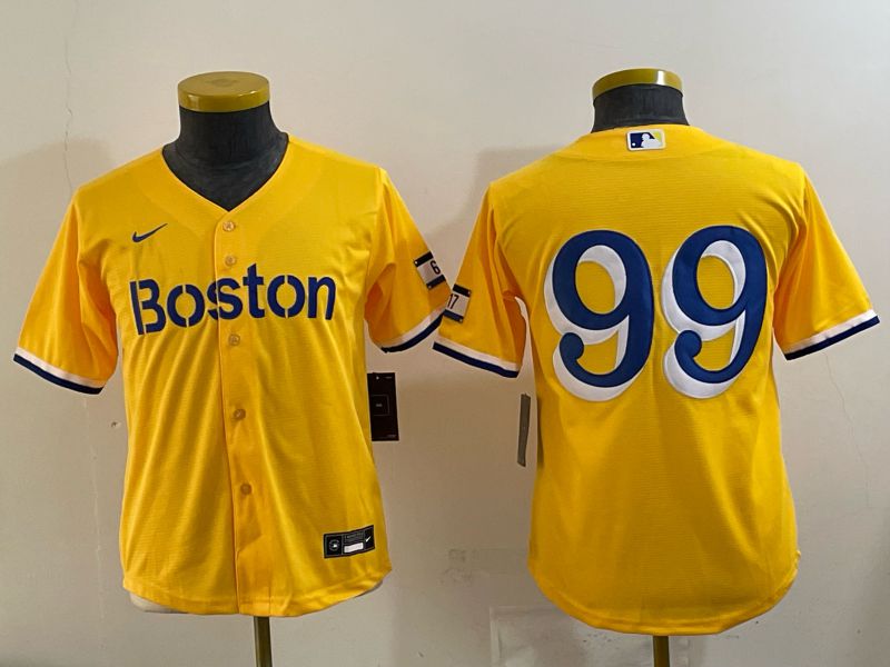 Youth 2025 Boston Red Sox #99 No Name Yellow Nike MLB Jersey 02->youth mlb jersey->Youth Jersey